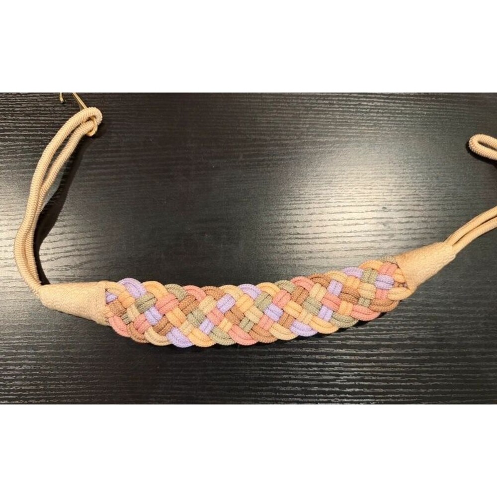 Vintage 80s Pastel Woven Rope Belt Peach Lavender Boho S/M